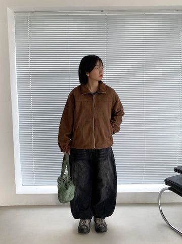 Yukan Cut Washing Denim Balloon Wide Pants